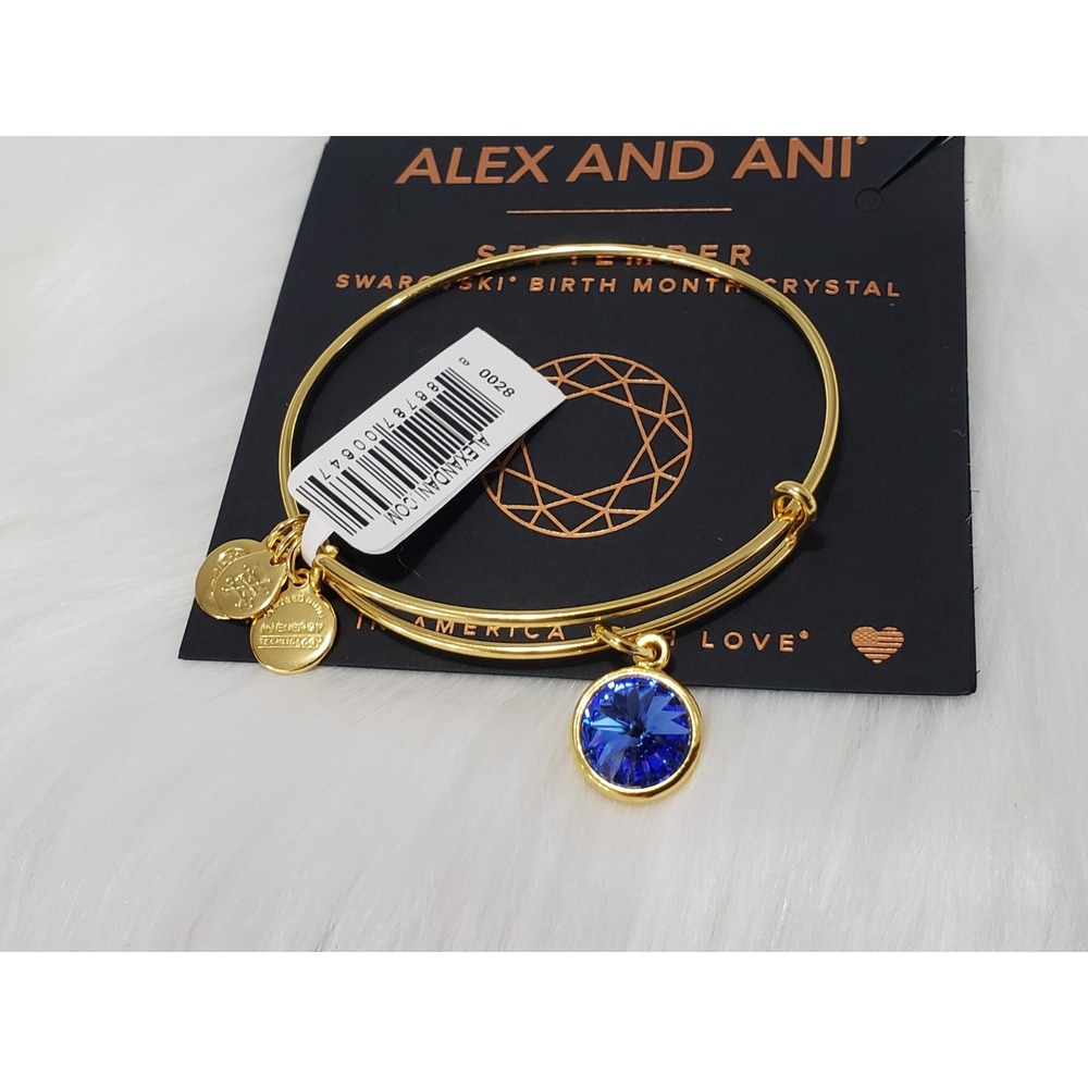 NEW Alex & Ani SWAROVSKI Light Blue Stone September Bangle Bracelet